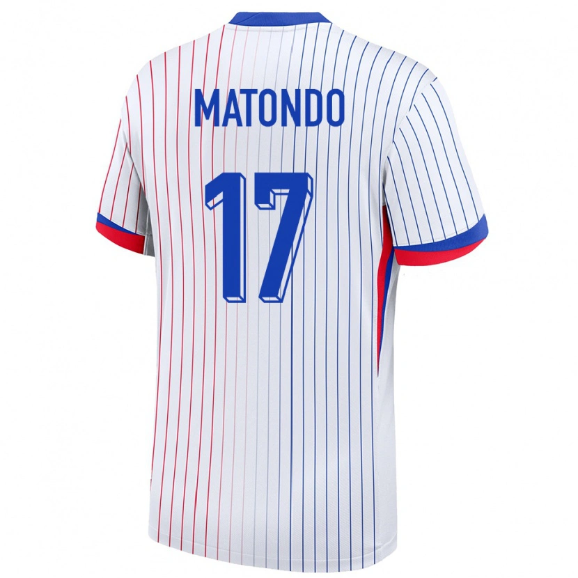 Danxen Bambino Maglia Francia Rudy Matondo #17 Bianco Kit Gara Away 24-26 Maglietta