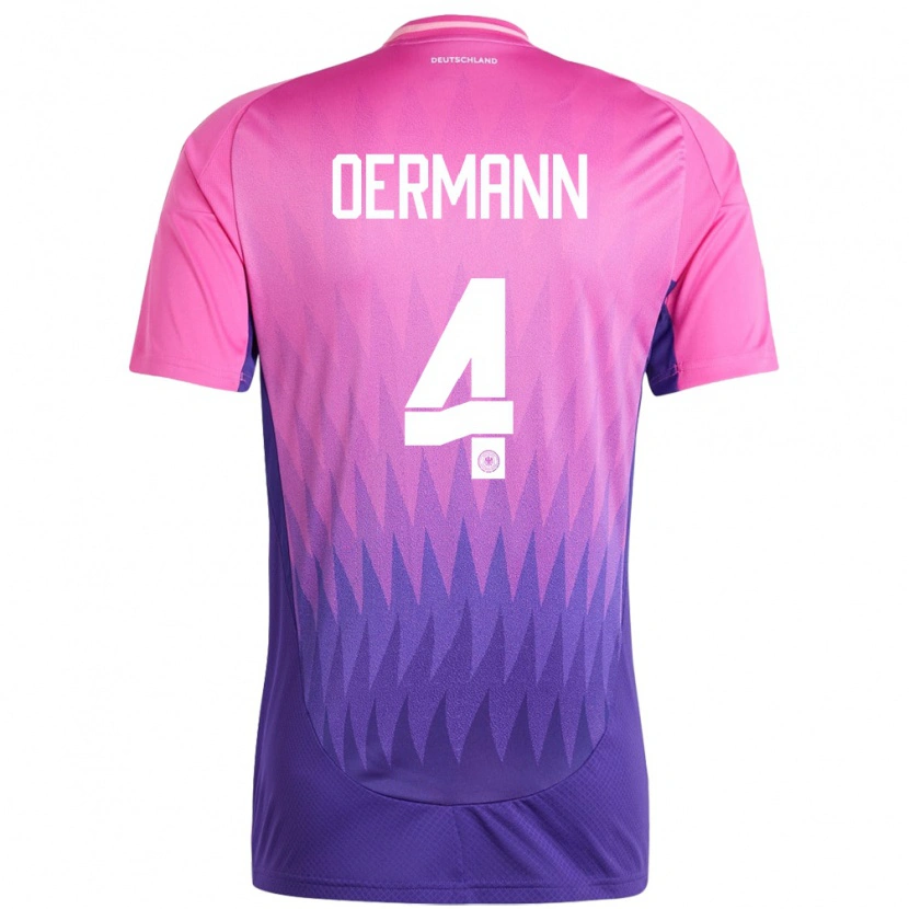 Danxen Bambino Maglia Germania Tim Oermann #4 Rosa Viola Kit Gara Away 24-26 Maglietta