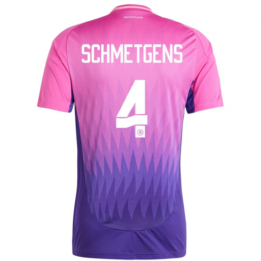 Danxen Bambino Maglia Germania Mick Schmetgens #4 Rosa Viola Kit Gara Away 24-26 Maglietta