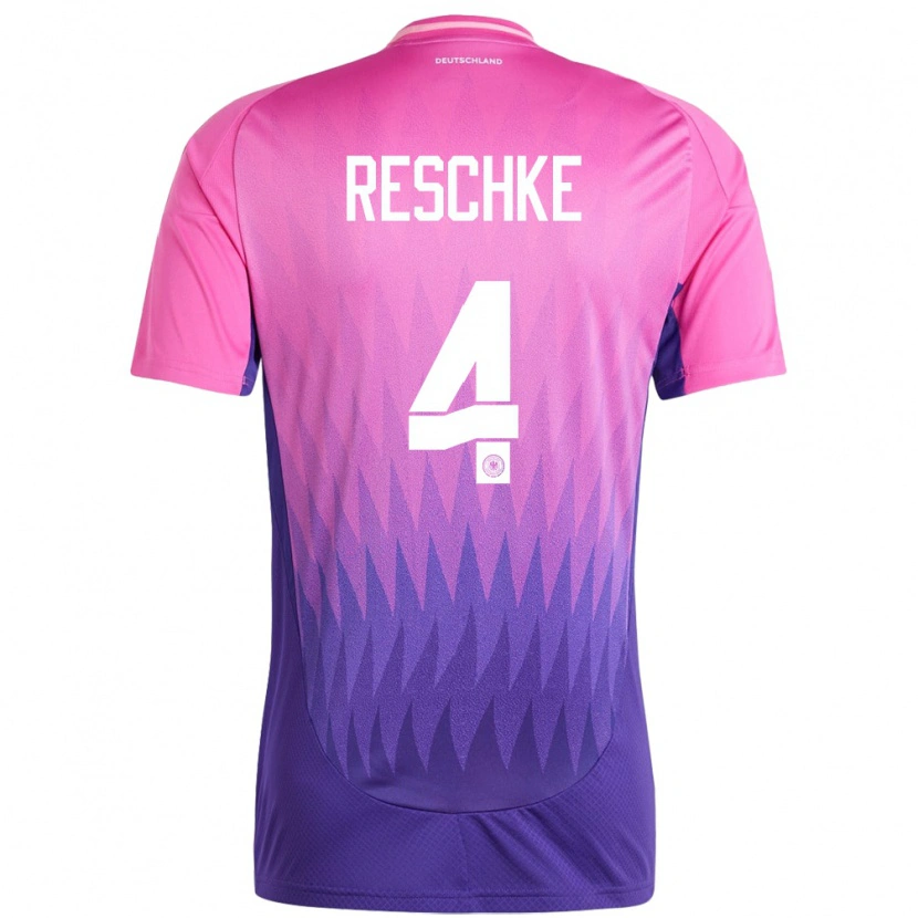 Danxen Bambino Maglia Germania Gianluca Reschke #4 Rosa Viola Kit Gara Away 24-26 Maglietta