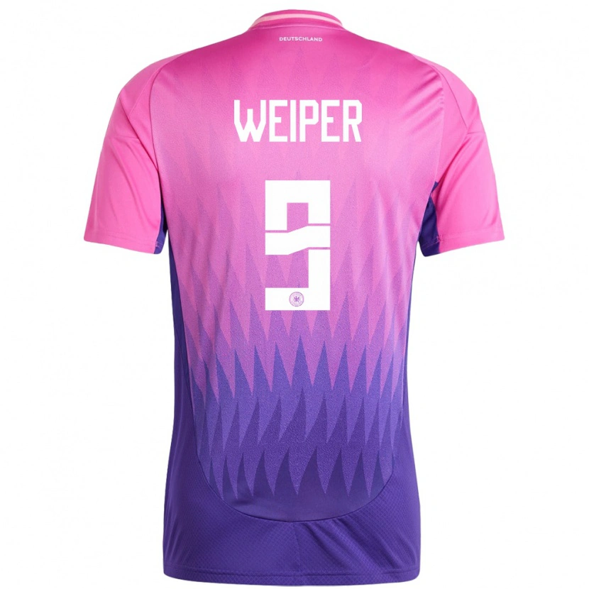 Danxen Bambino Maglia Germania Nelson Weiper #9 Rosa Viola Kit Gara Away 24-26 Maglietta