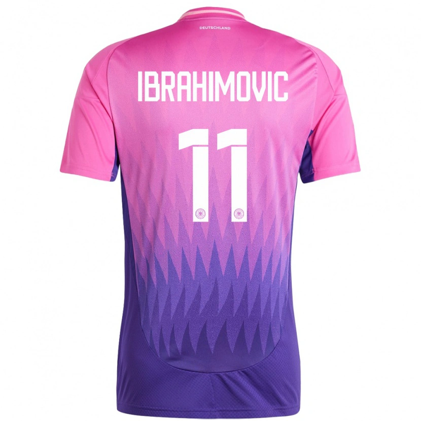 Danxen Bambino Maglia Germania Arijon Ibrahimovic #11 Rosa Viola Kit Gara Away 24-26 Maglietta