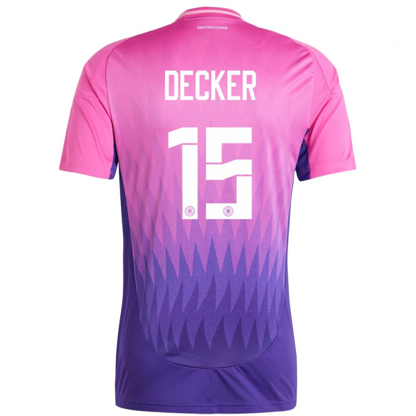 Danxen Bambino Maglia Germania Elias Decker #15 Rosa Viola Kit Gara Away 24-26 Maglietta