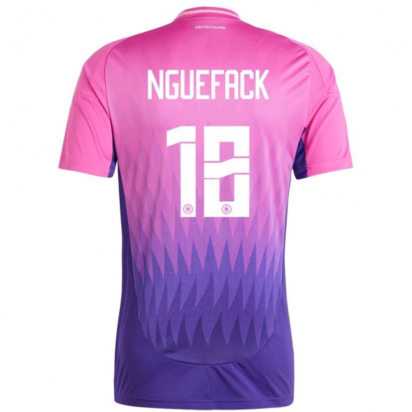 Danxen Bambino Maglia Germania Mathieu Nguefack #18 Rosa Viola Kit Gara Away 24-26 Maglietta
