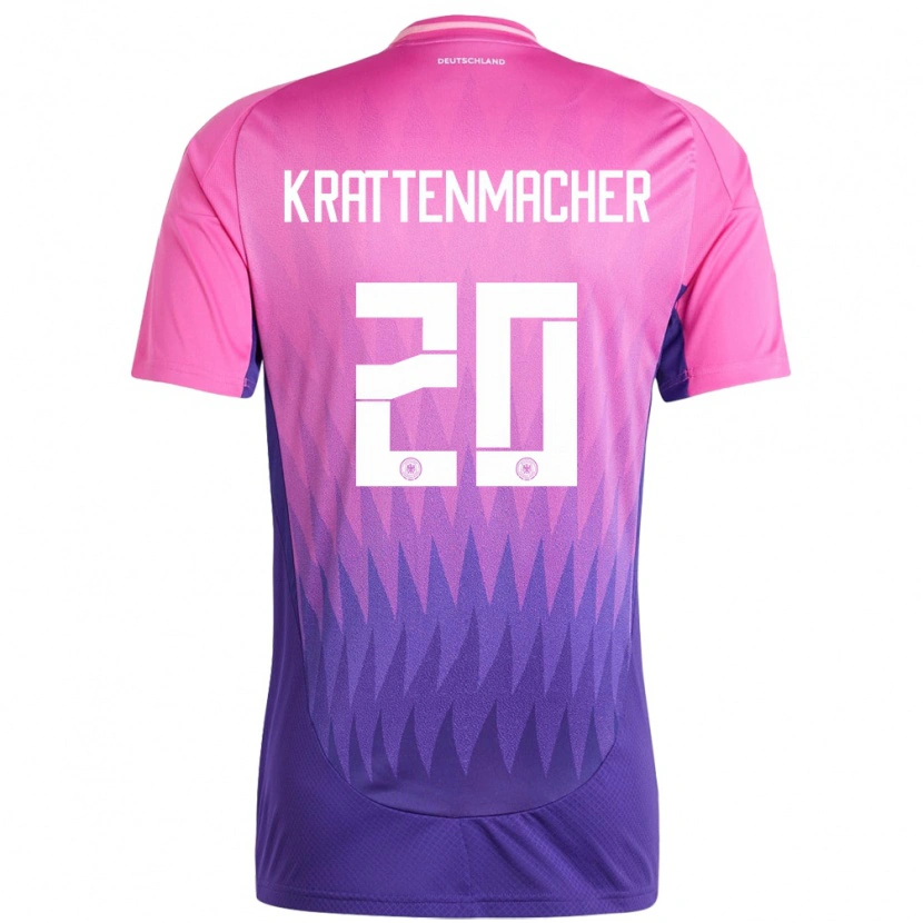 Danxen Bambino Maglia Germania Maurice Krattenmacher #20 Rosa Viola Kit Gara Away 24-26 Maglietta