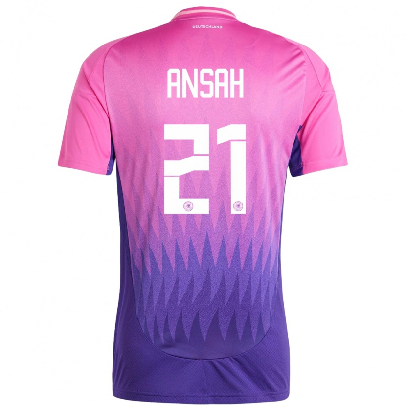 Danxen Bambino Maglia Germania Ilyas Ansah #21 Rosa Viola Kit Gara Away 24-26 Maglietta