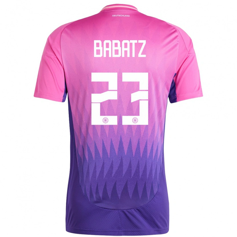 Danxen Bambino Maglia Germania Louis Babatz #23 Rosa Viola Kit Gara Away 24-26 Maglietta