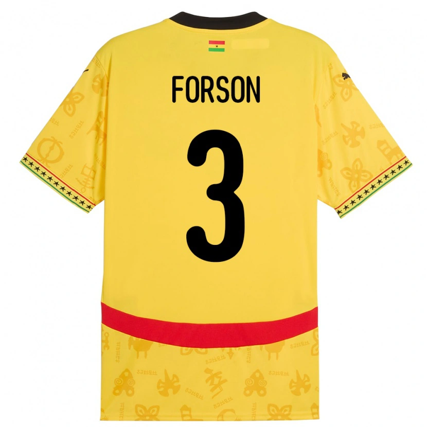 Danxen Bambino Maglia Ghana Amankwah Forson #3 Giallo Kit Gara Away 24-26 Maglietta