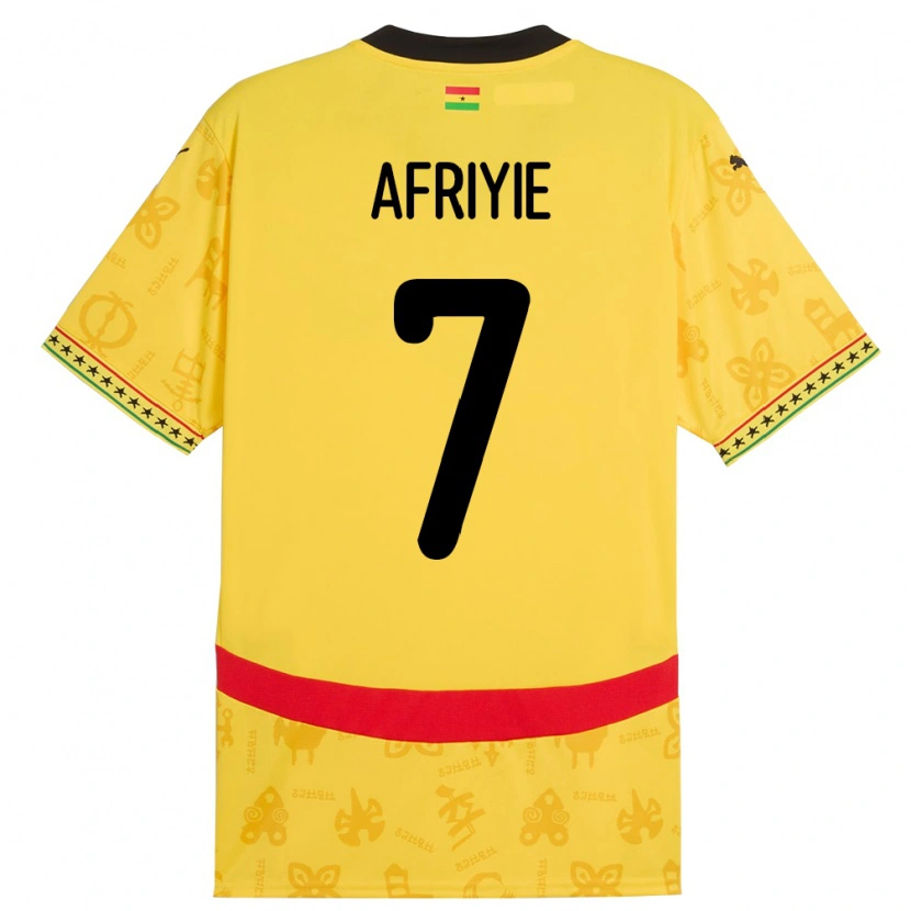 Danxen Bambino Maglia Ghana Jerry Afriyie #7 Giallo Kit Gara Away 24-26 Maglietta