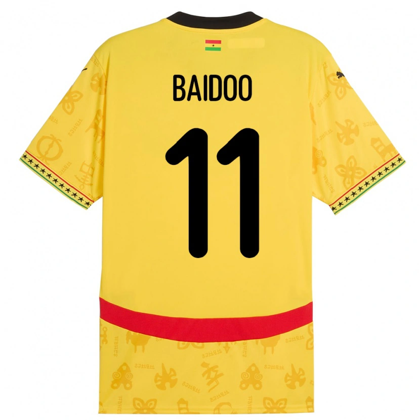 Danxen Bambino Maglia Ghana Michael Baidoo #11 Giallo Kit Gara Away 24-26 Maglietta