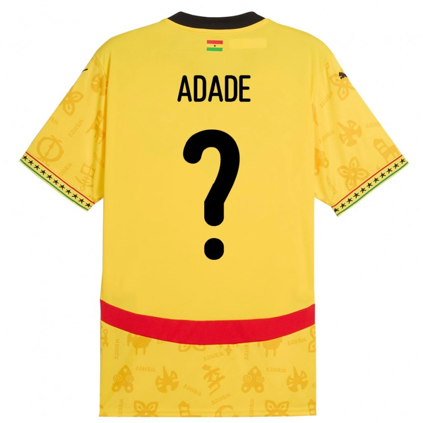 Danxen Bambino Maglia Ghana Ebenezer Adade #0 Giallo Kit Gara Away 24-26 Maglietta