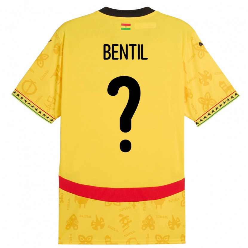 Danxen Bambino Maglia Ghana Godwin Bentil #0 Giallo Kit Gara Away 24-26 Maglietta