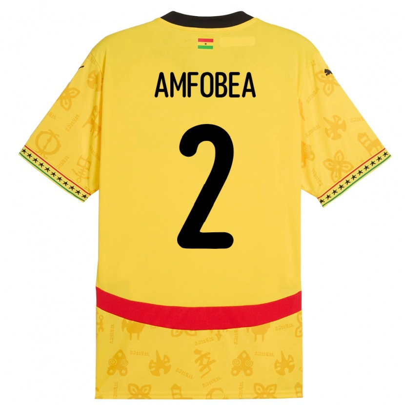 Danxen Bambino Maglia Ghana Gladys Amfobea #2 Giallo Kit Gara Away 24-26 Maglietta