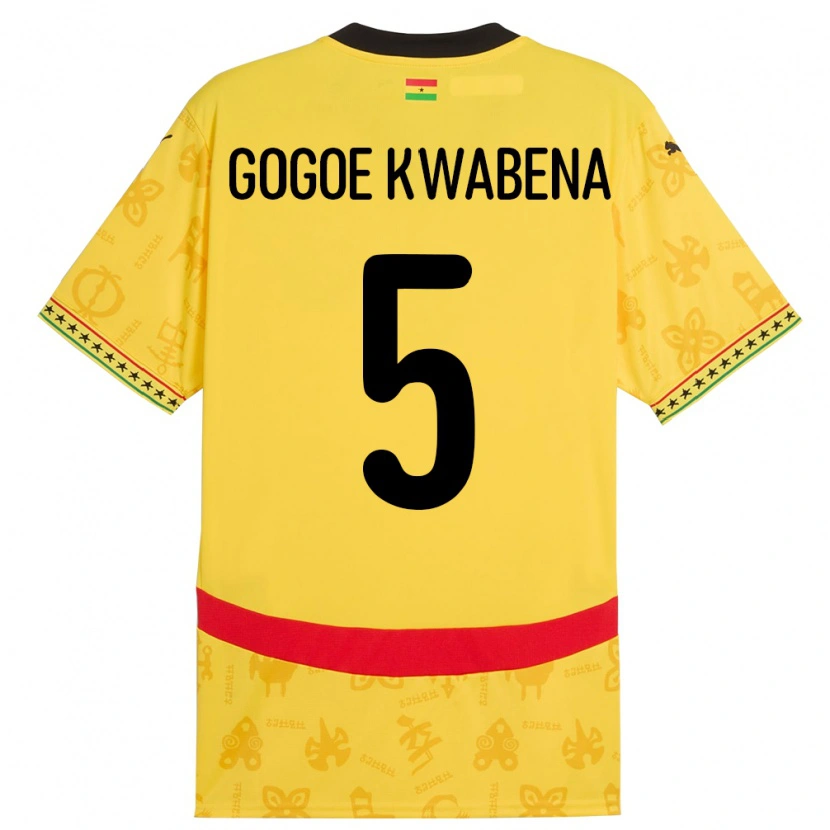 Danxen Bambino Maglia Ghana Boahen Gogoe Kwabena #5 Giallo Kit Gara Away 24-26 Maglietta