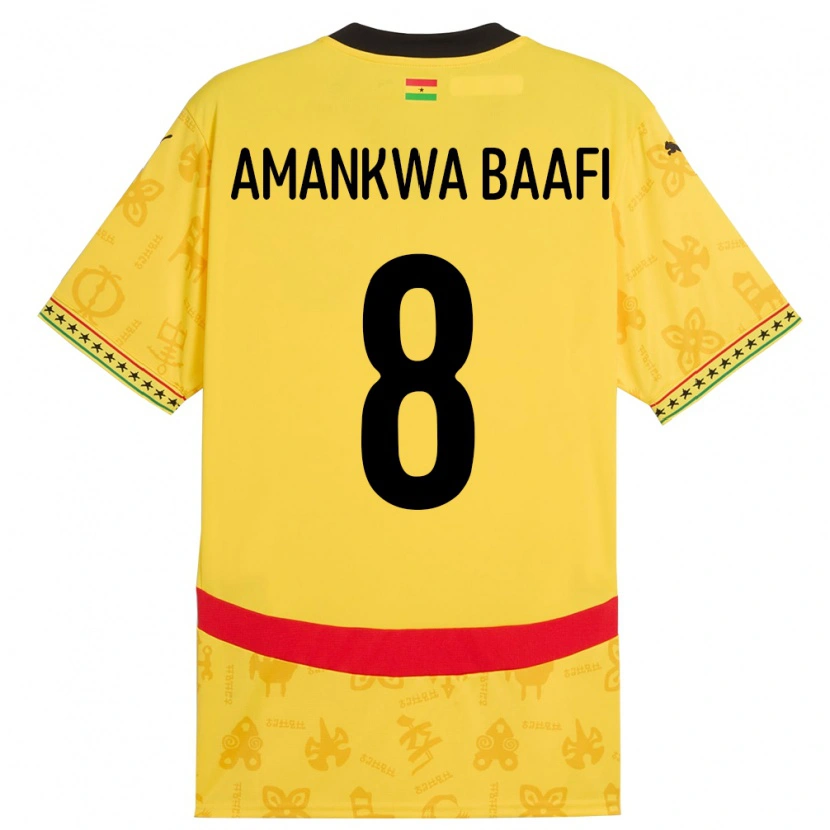 Danxen Bambino Maglia Ghana Yaw Amankwa Baafi #8 Giallo Kit Gara Away 24-26 Maglietta