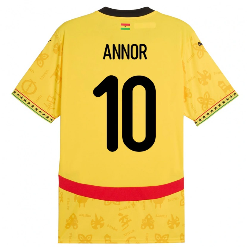 Danxen Bambino Maglia Ghana Emmanuel Annor #10 Giallo Kit Gara Away 24-26 Maglietta