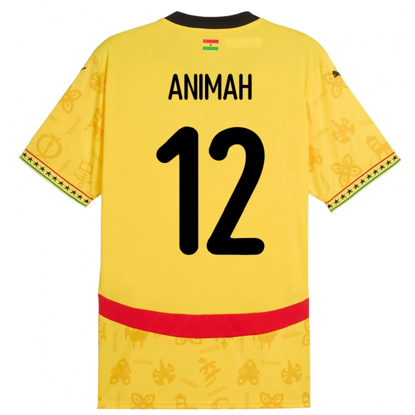 Danxen Bambino Maglia Ghana Grace Animah #12 Giallo Kit Gara Away 24-26 Maglietta