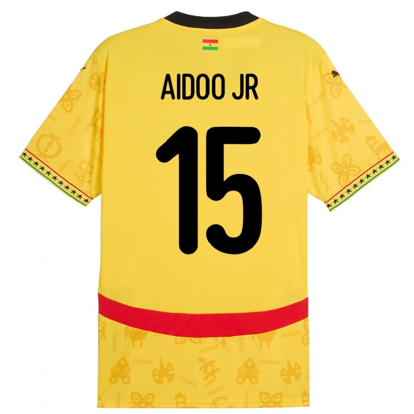 Danxen Bambino Maglia Ghana Joseph Aidoo #15 Giallo Kit Gara Away 24-26 Maglietta