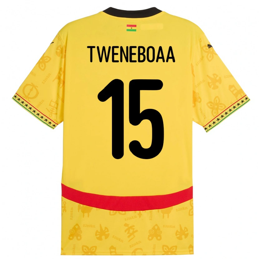 Danxen Bambino Maglia Ghana Justice Tweneboaa #15 Giallo Kit Gara Away 24-26 Maglietta