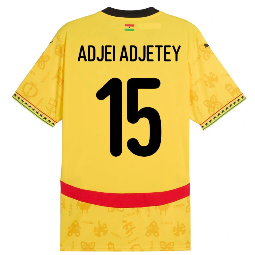 Danxen Bambino Maglia Ghana Jonas Adjei Adjetey #15 Giallo Kit Gara Away 24-26 Maglietta
