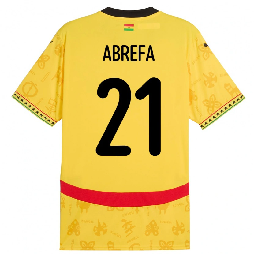 Danxen Bambino Maglia Ghana Kelvin Abrefa #21 Giallo Kit Gara Away 24-26 Maglietta