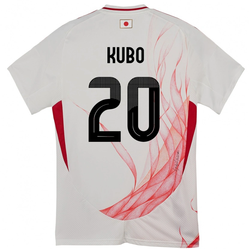 Danxen Bambino Maglia Giappone Takefusa Kubo #20 Bianco Kit Gara Away 24-26 Maglietta