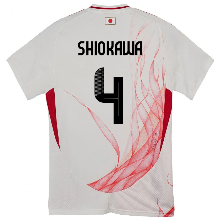 Danxen Bambino Maglia Giappone Harumichi Shiokawa #4 Bianco Kit Gara Away 24-26 Maglietta