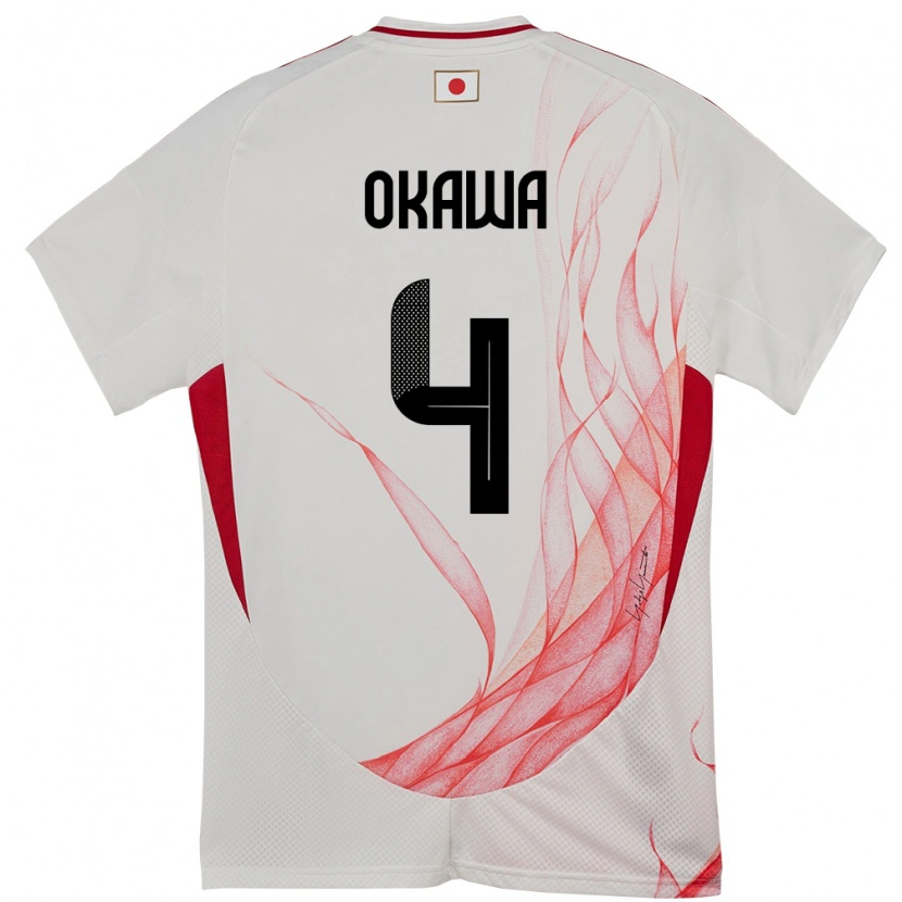 Danxen Bambino Maglia Giappone Yugo Okawa #4 Bianco Kit Gara Away 24-26 Maglietta
