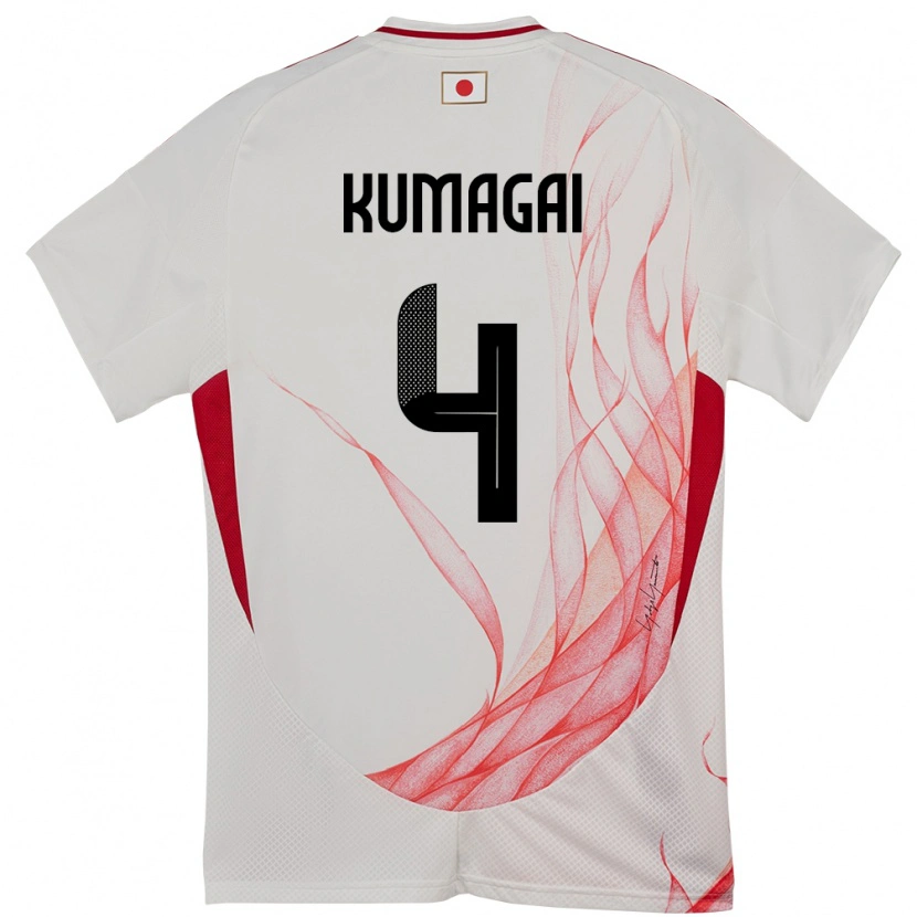 Danxen Bambino Maglia Giappone Saki Kumagai #4 Bianco Kit Gara Away 24-26 Maglietta