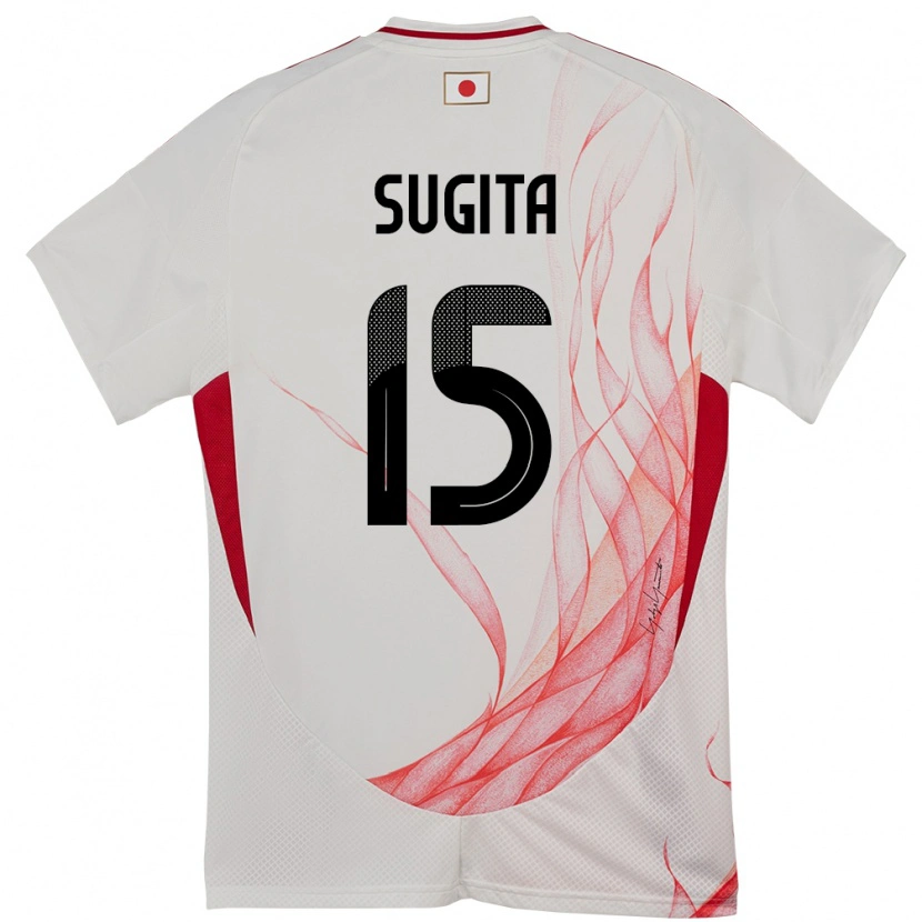 Danxen Bambino Maglia Giappone Hina Sugita #15 Bianco Kit Gara Away 24-26 Maglietta