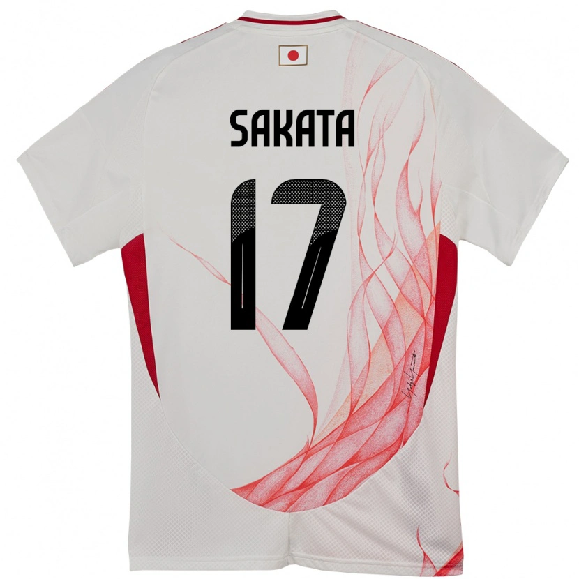 Danxen Bambino Maglia Giappone Reiya Sakata #17 Bianco Kit Gara Away 24-26 Maglietta