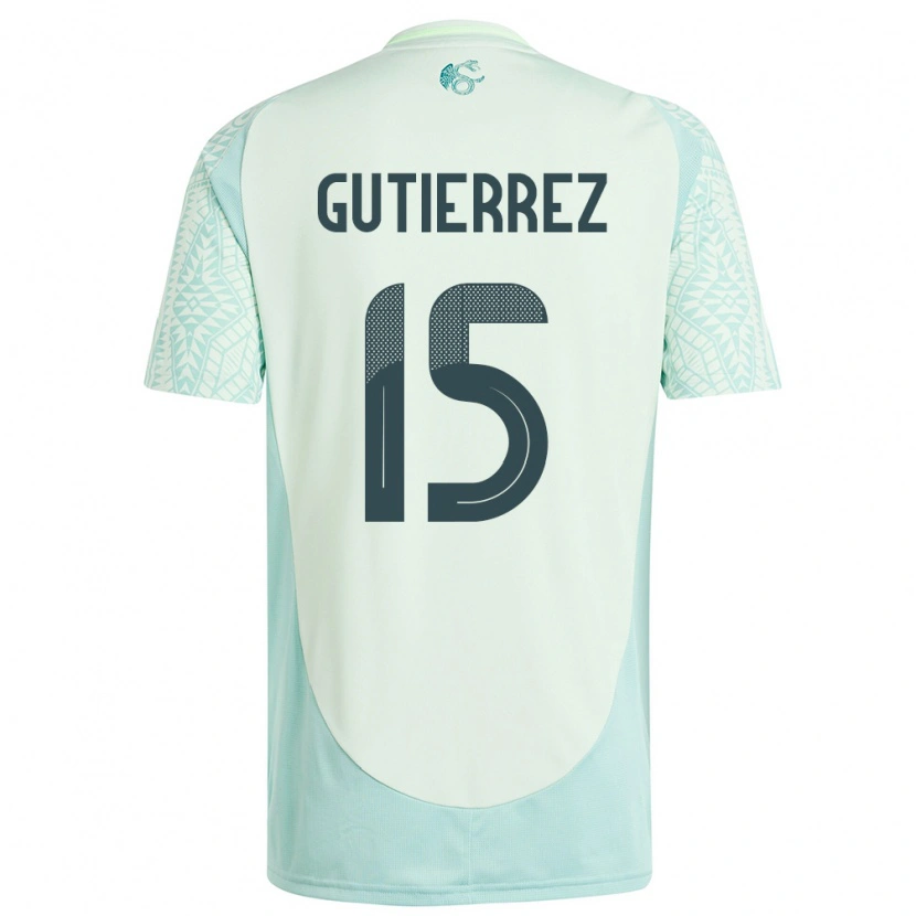 Danxen Bambino Maglia Messico Alexis Gutiérrez #15 Lino Verde Kit Gara Away 24-26 Maglietta