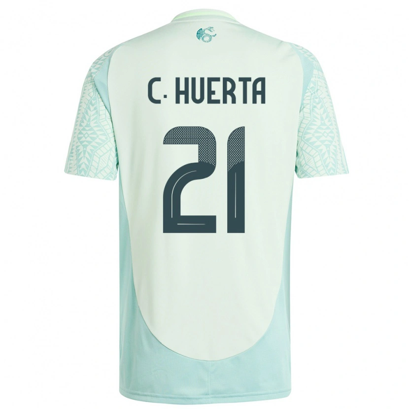 Danxen Bambino Maglia Messico César Huerta #21 Lino Verde Kit Gara Away 24-26 Maglietta