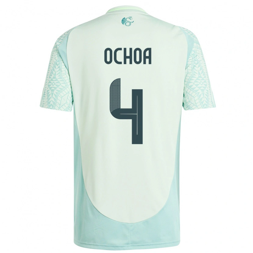 Danxen Bambino Maglia Messico Diego Ochoa #4 Lino Verde Kit Gara Away 24-26 Maglietta