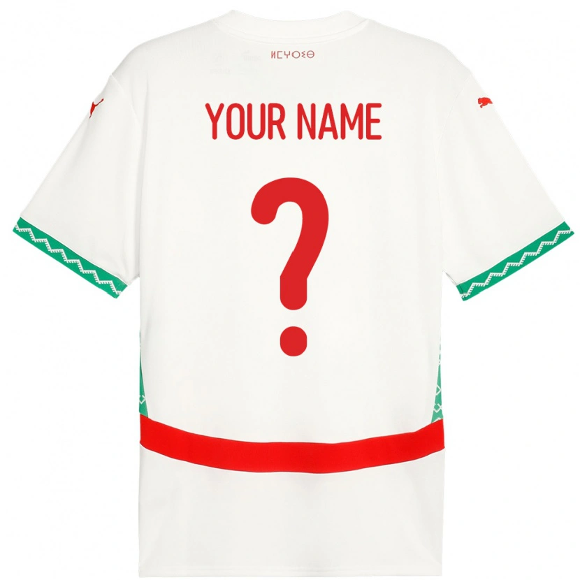 Danxen Bambino Maglia Marocco Il Tuo Nome #0 Bianco Kit Gara Away 24-26 Maglietta
