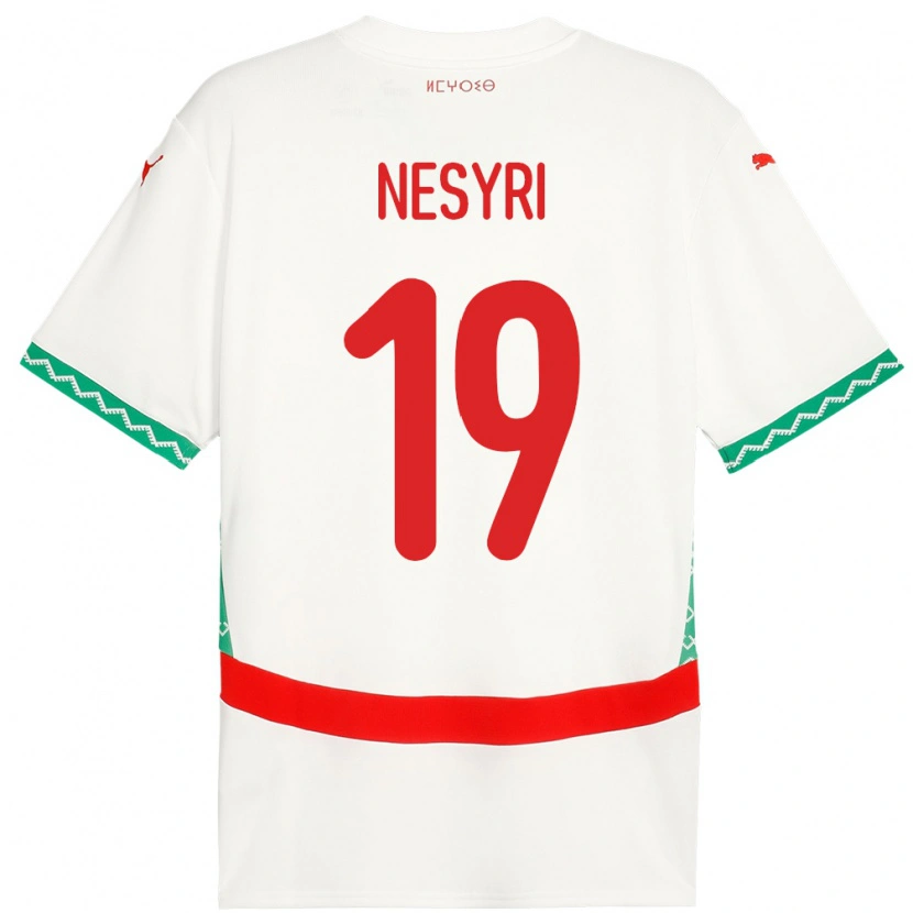 Danxen Bambino Maglia Marocco Youssef En-Nesyri #19 Bianco Kit Gara Away 24-26 Maglietta
