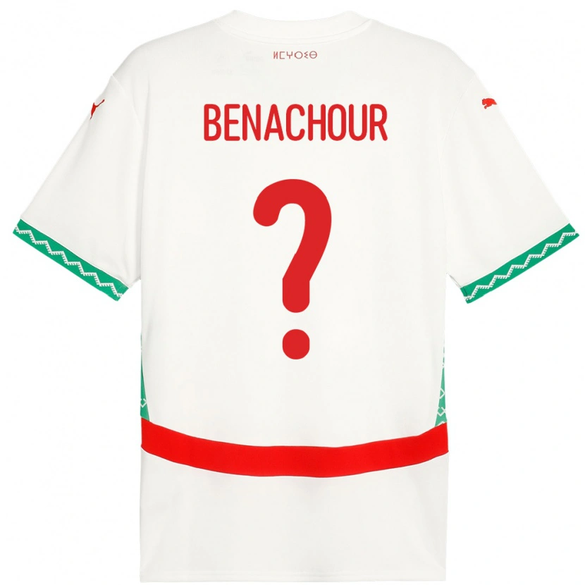 Danxen Bambino Maglia Marocco Illyès Benachour #0 Bianco Kit Gara Away 24-26 Maglietta