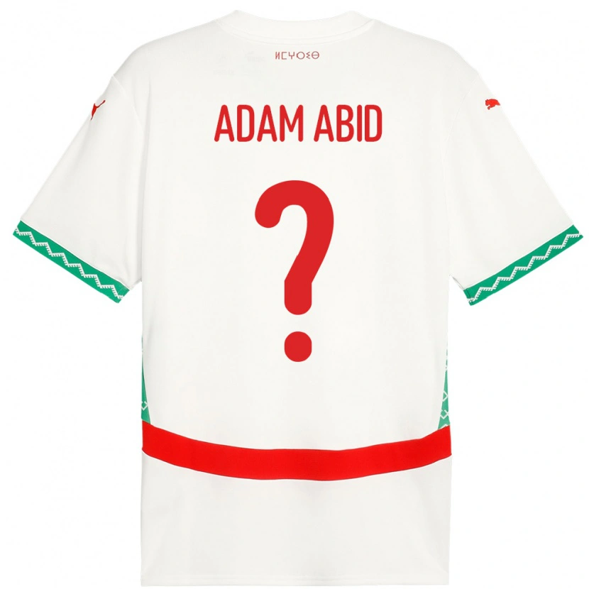 Danxen Bambino Maglia Marocco Mohamed Adam Abid #0 Bianco Kit Gara Away 24-26 Maglietta