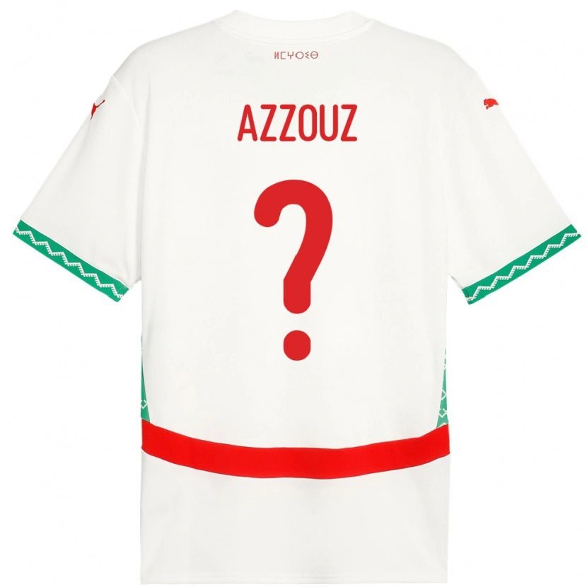 Danxen Bambino Maglia Marocco Youssef Azzouz #0 Bianco Kit Gara Away 24-26 Maglietta