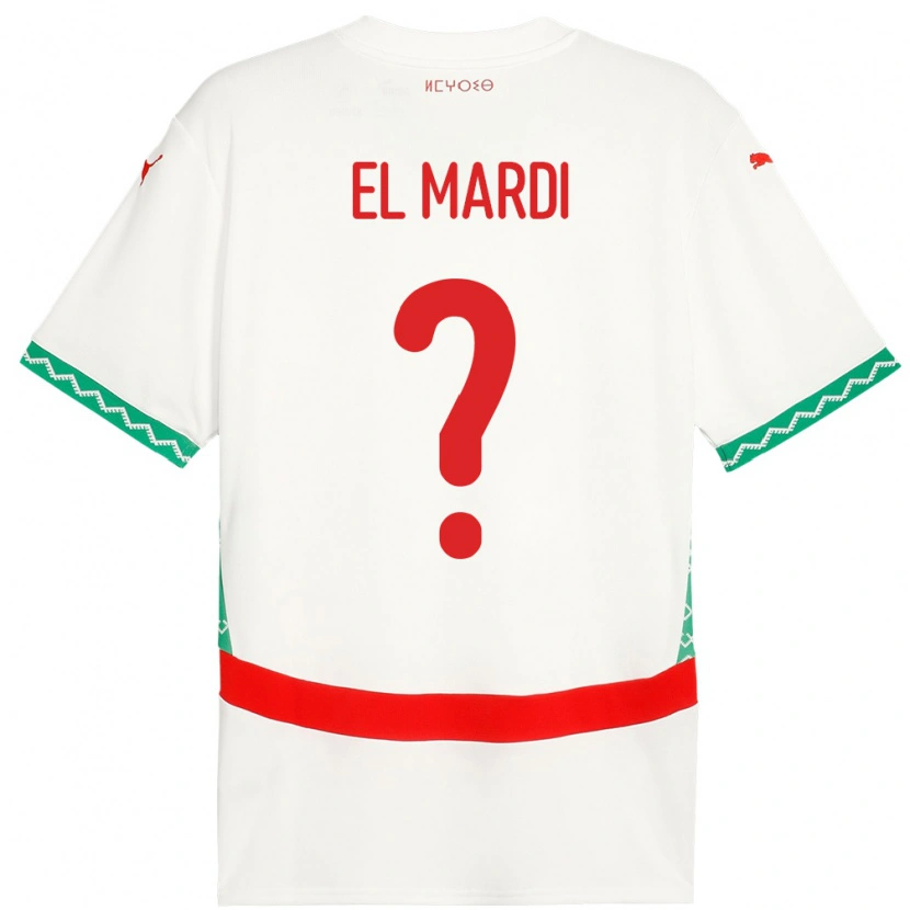 Danxen Bambino Maglia Marocco Ziyad El Mardi #0 Bianco Kit Gara Away 24-26 Maglietta