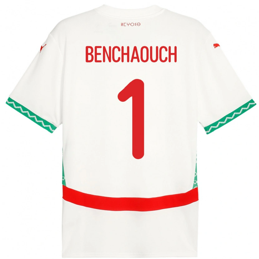 Danxen Bambino Maglia Marocco Yanis Benchaouch #1 Bianco Kit Gara Away 24-26 Maglietta