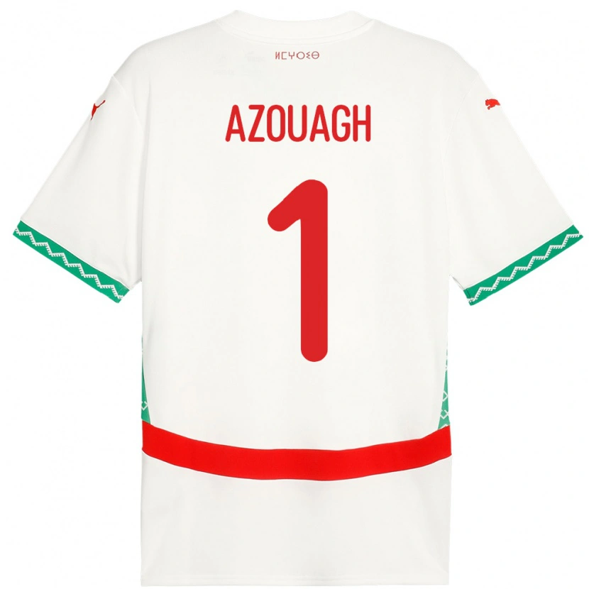 Danxen Bambino Maglia Marocco Rayan Azouagh #1 Bianco Kit Gara Away 24-26 Maglietta
