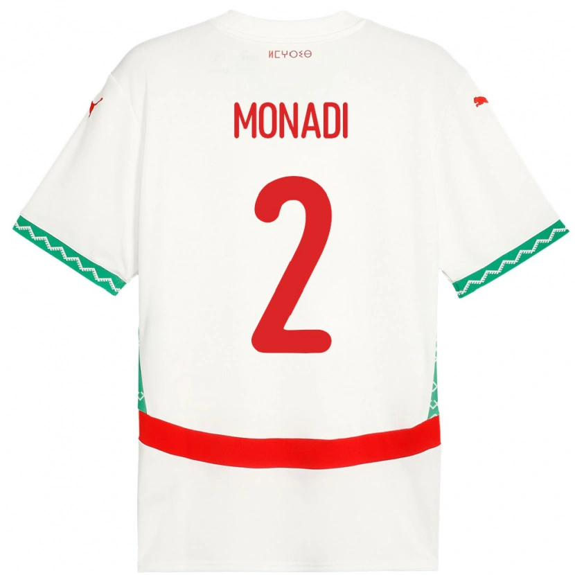 Danxen Bambino Maglia Marocco Soulaiman Monadi #2 Bianco Kit Gara Away 24-26 Maglietta