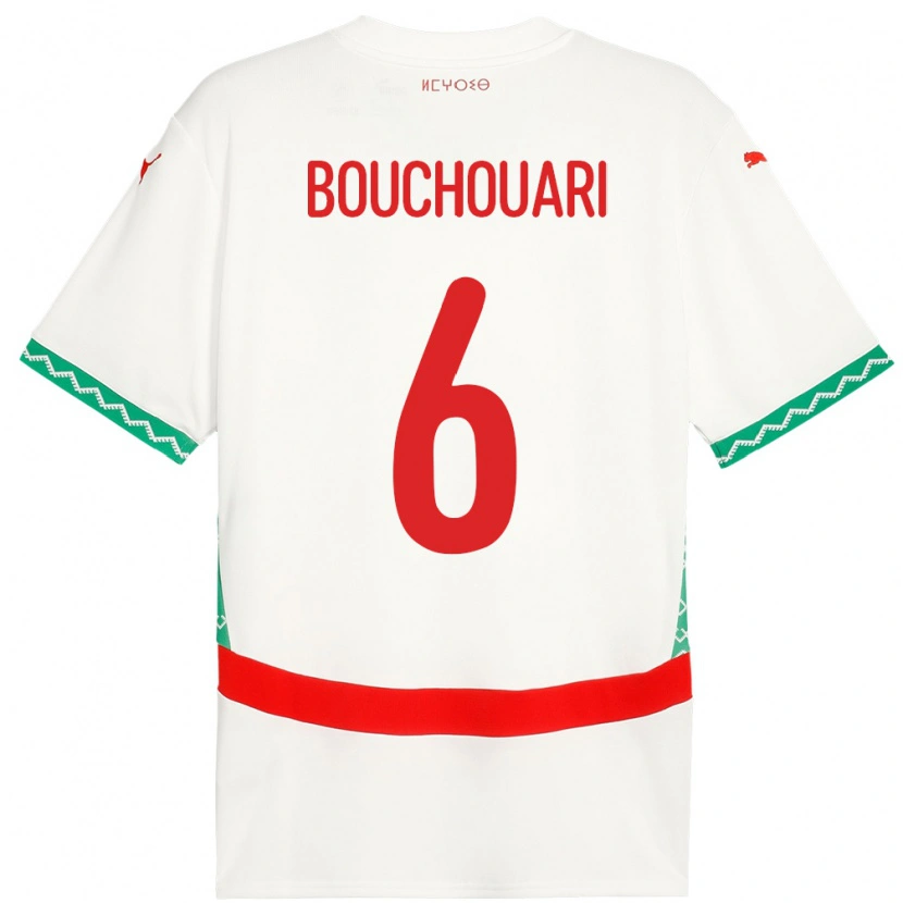 Danxen Bambino Maglia Marocco Benjamin Bouchouari #6 Bianco Kit Gara Away 24-26 Maglietta