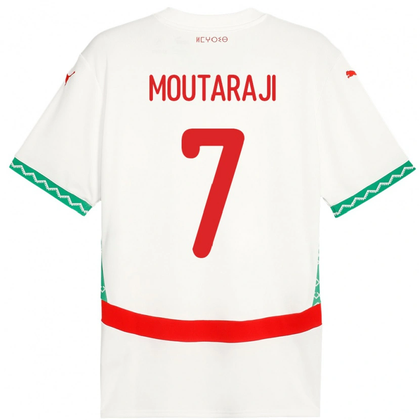 Danxen Bambino Maglia Marocco Ismail Moutaraji #7 Bianco Kit Gara Away 24-26 Maglietta