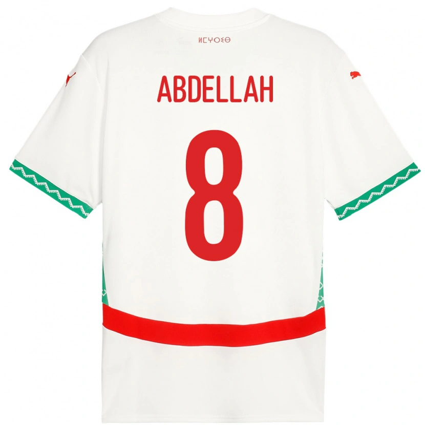 Danxen Bambino Maglia Marocco Abdellah Ouazane #8 Bianco Kit Gara Away 24-26 Maglietta