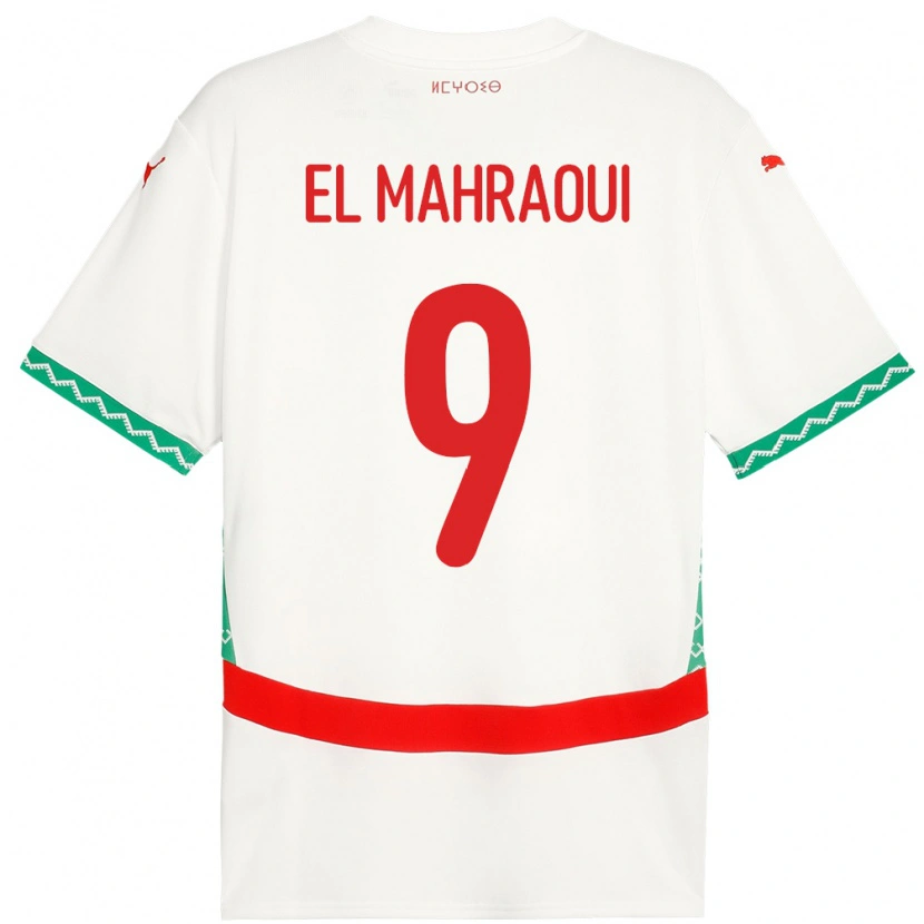 Danxen Bambino Maglia Marocco Anas El Mahraoui #9 Bianco Kit Gara Away 24-26 Maglietta