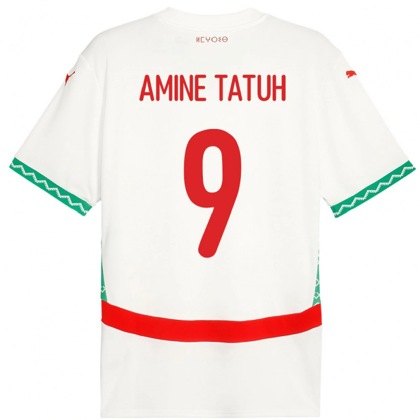 Danxen Bambino Maglia Marocco Mohammed Amine Tatuh #9 Bianco Kit Gara Away 24-26 Maglietta