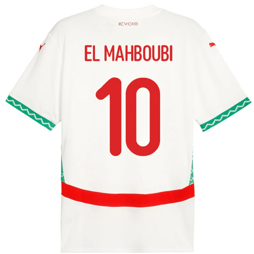 Danxen Bambino Maglia Marocco Anas El Mahboubi #10 Bianco Kit Gara Away 24-26 Maglietta