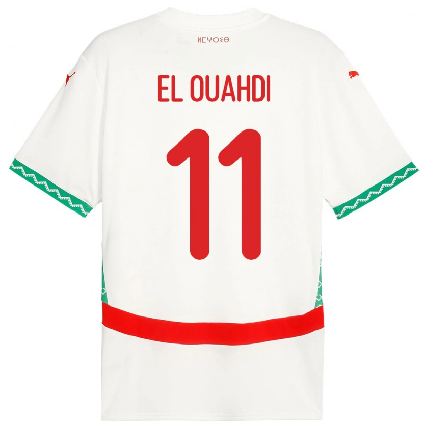 Danxen Bambino Maglia Marocco Zakaria El Ouahdi #11 Bianco Kit Gara Away 24-26 Maglietta